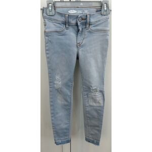 Old Navy Girls Ballerina Jeggings Size 8 Light Wash‎ Jeans Patched Distressed